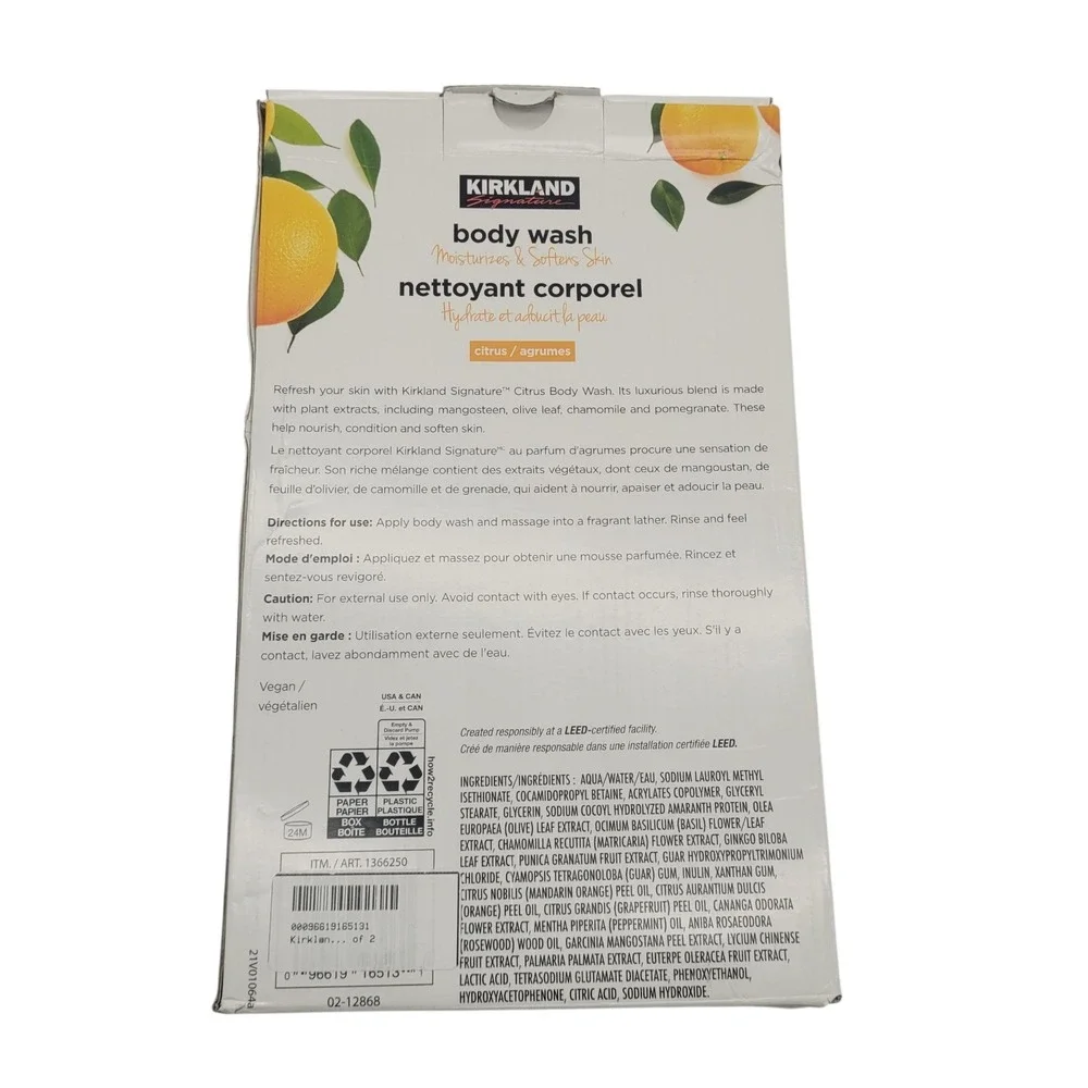 Kirkland Signature Liquid Body Wash‎ Natural Citrus 27 fl oz 2-count